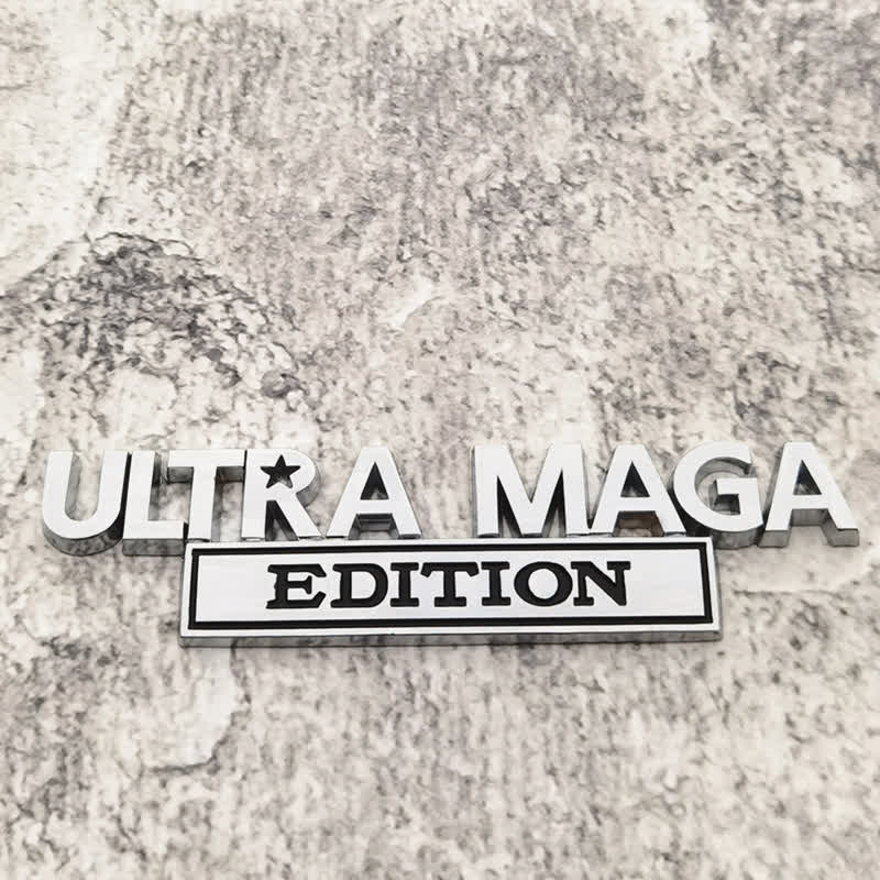 ULTRA MAGA EDITION Metal Sticker Car Badge - Silver & Black - image 2