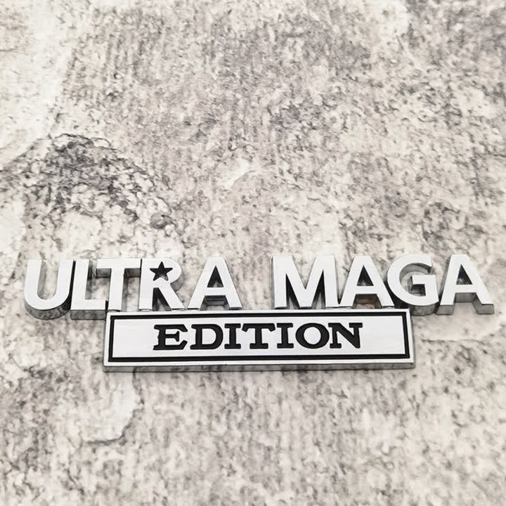ULTRA MAGA EDITION Metal Sticker Car Badge - Silver & Black - image 2