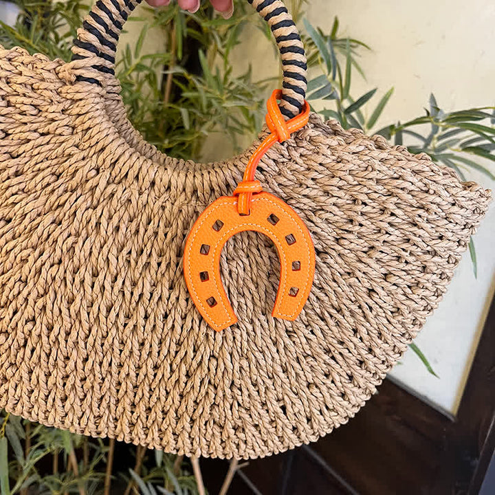 Hangings Simple Horseshoe Pendant Leather Keychain - image 0