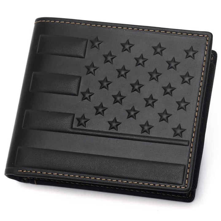 Patriotic American Flag Embossed Leather Wallet - Black - image 5