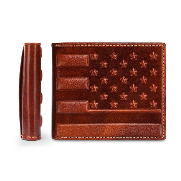 Patriotic American Flag Embossed Leather Wallet - image 2