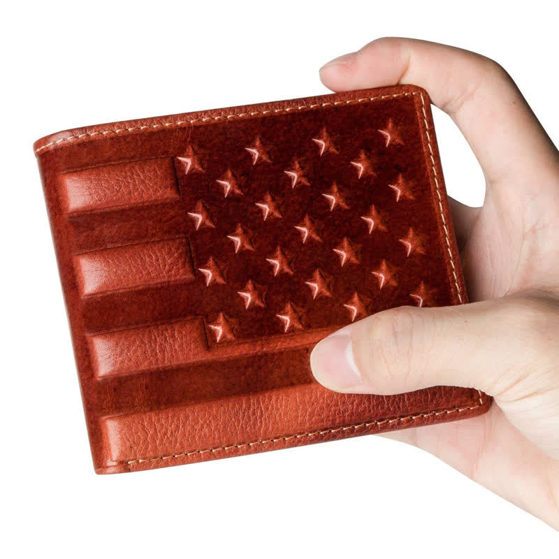 Patriotic American Flag Embossed Leather Wallet - image 1