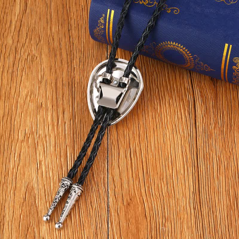 Natural Turquoise Stone Engraved Eagle Pendant Bolo Tie - image 3