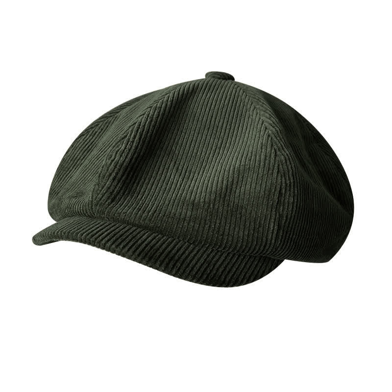 Outdoors Corduroy Octagonal Newsboy Beret Cap - Army Green - XL (24"-24 1/2") - image 0