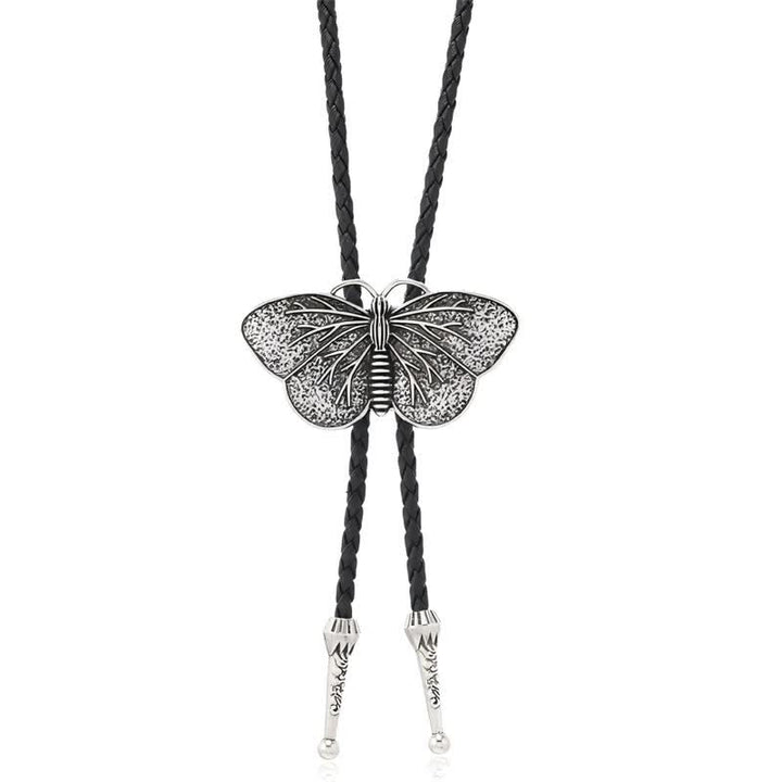 Western Butterfly Masquerade Costume Necklace Bolo Tie - Antique Silver - image 1