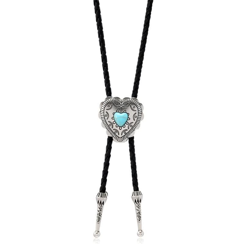 Bull Heart Western Style Turquoise Design Bolo Tie - Heart - image 1