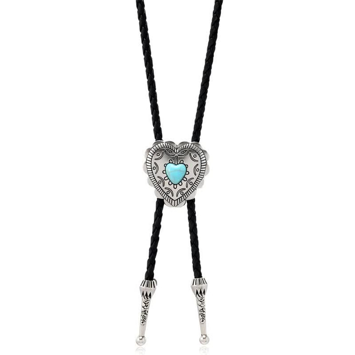 Bull Heart Western Style Turquoise Design Bolo Tie - Heart - image 1