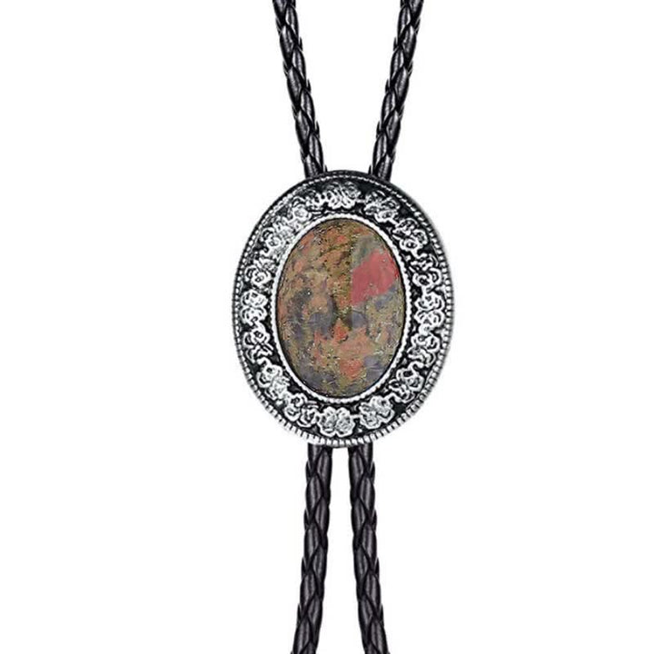 Novelty Rodeo Natural Stone Design Bolo Tie - Tan - image 22
