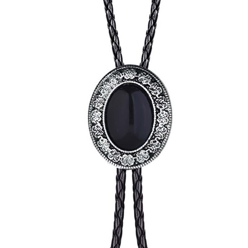 Novelty Rodeo Natural Stone Design Bolo Tie - Black #2 - image 8