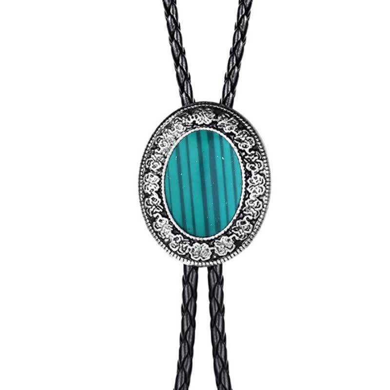 Novelty Rodeo Natural Stone Design Bolo Tie - Teal - image 17