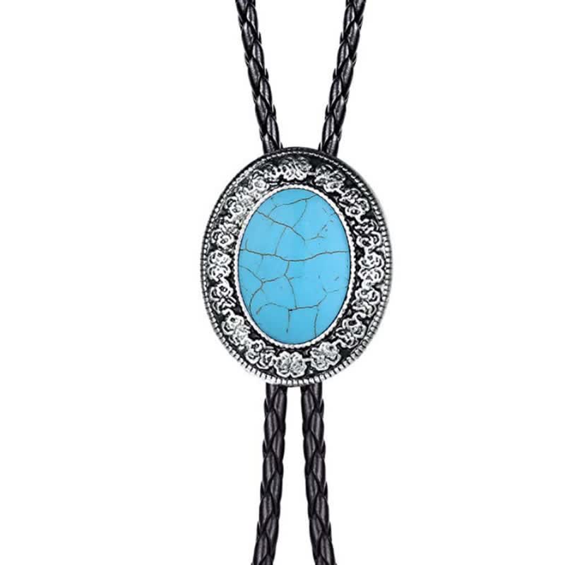 Novelty Rodeo Natural Stone Design Bolo Tie - Turquoise - image 16