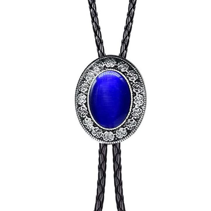 Novelty Rodeo Natural Stone Design Bolo Tie - Royal Blue - image 18