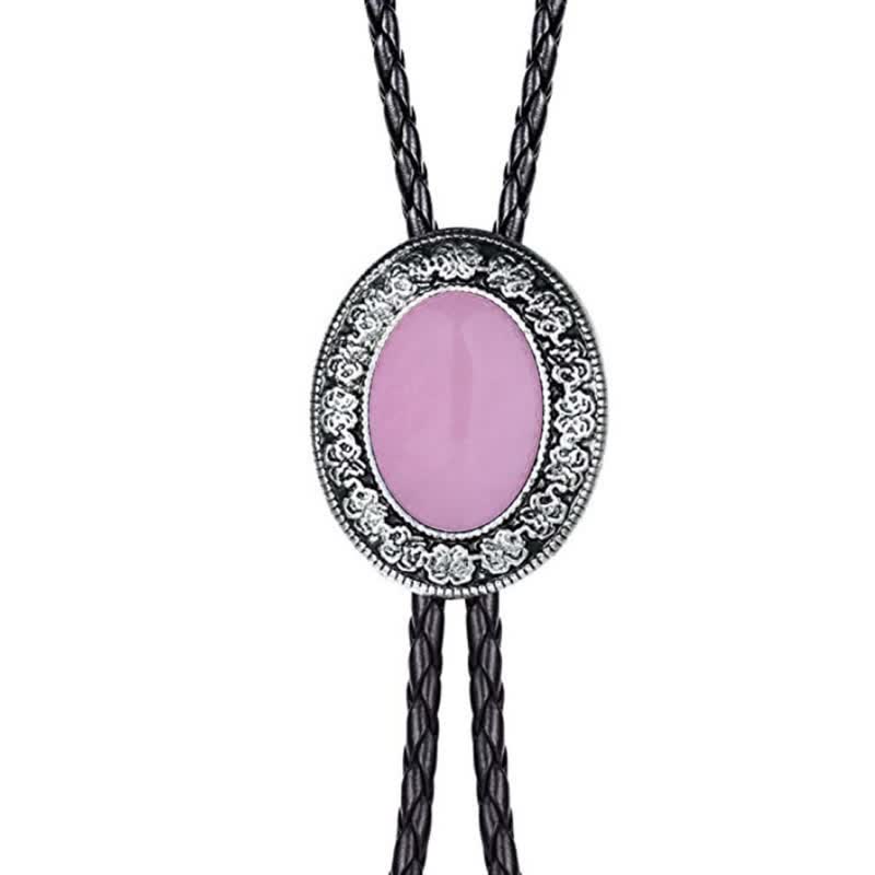 Novelty Rodeo Natural Stone Design Bolo Tie - Pink - image 15