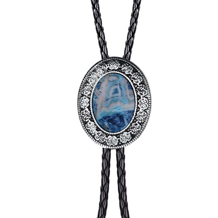 Novelty Rodeo Natural Stone Design Bolo Tie - Navy - image 21