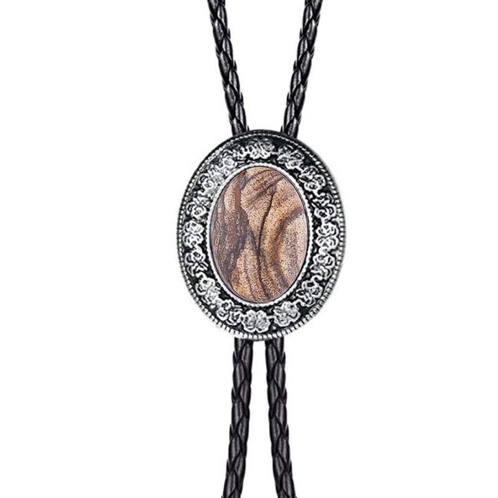 Novelty Rodeo Natural Stone Design Bolo Tie - Sandy Brown - image 10