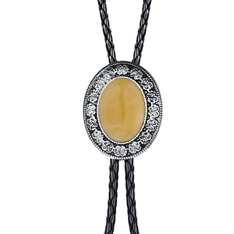 Novelty Rodeo Natural Stone Design Bolo Tie - Yellow - image 12