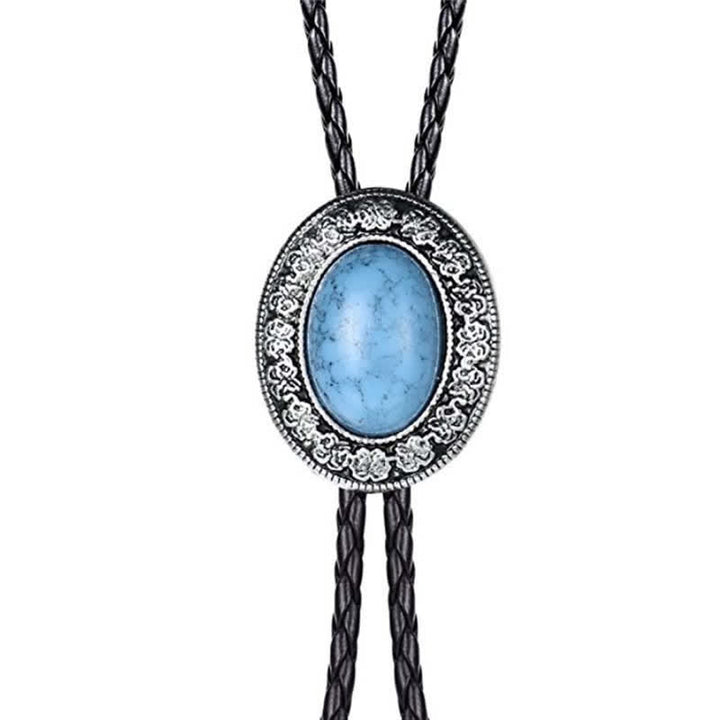 Novelty Rodeo Natural Stone Design Bolo Tie - Blue - image 0