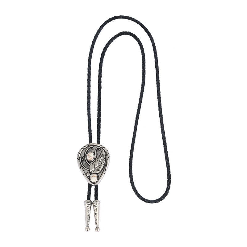 Native Cowboy Leaves Natural Stone Inlaid Bolo Tie - image 14