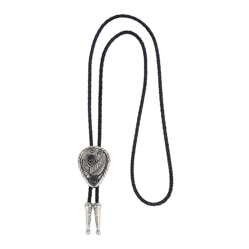 Native Cowboy Leaves Natural Stone Inlaid Bolo Tie - image 10