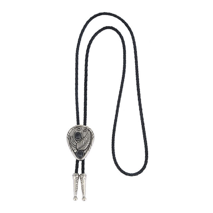 Native Cowboy Leaves Natural Stone Inlaid Bolo Tie - image 10