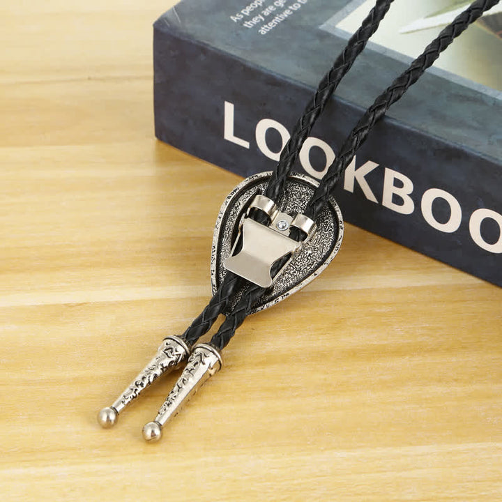 Native Cowboy Leaves Natural Stone Inlaid Bolo Tie - image 3