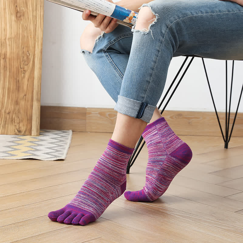 Men's Vintage Ethnic Striped Five Fingers Split Crew Socks - image 10