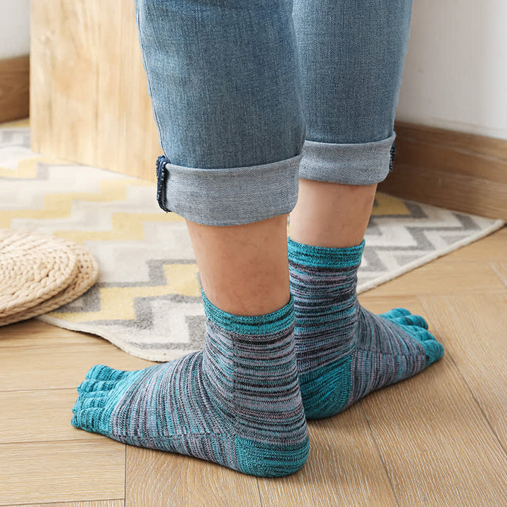 Men's Vintage Ethnic Striped Five Fingers Split Crew Socks - image 8