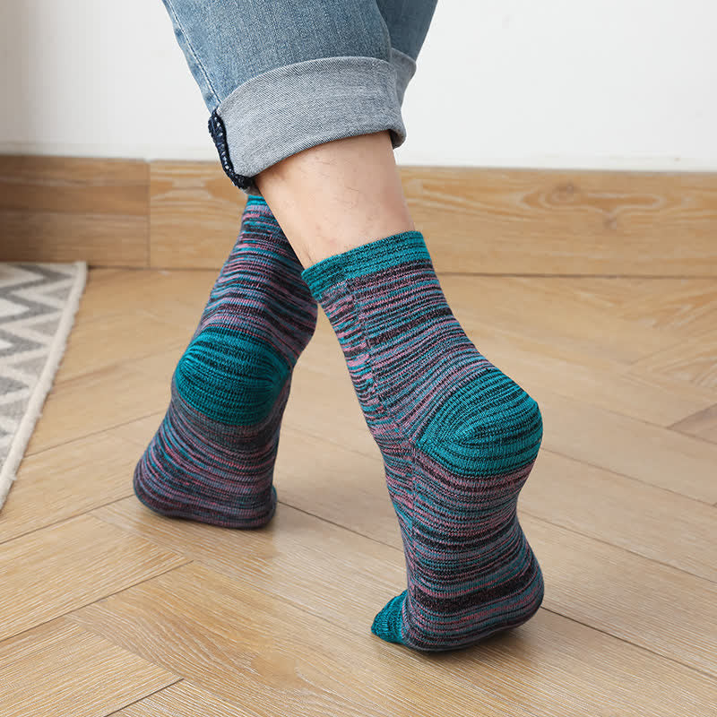 Men's Vintage Ethnic Striped Five Fingers Split Crew Socks - image 6