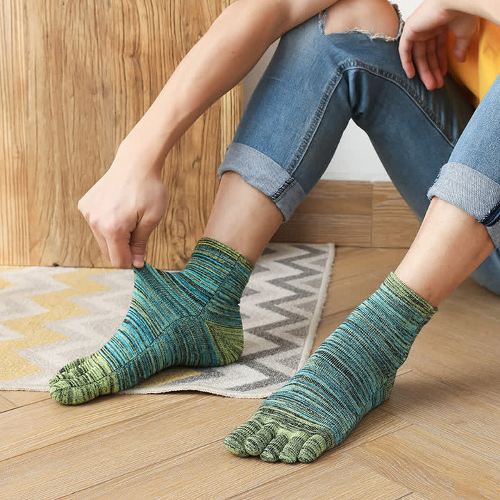 Men's Vintage Ethnic Striped Five Fingers Split Crew Socks - image 4