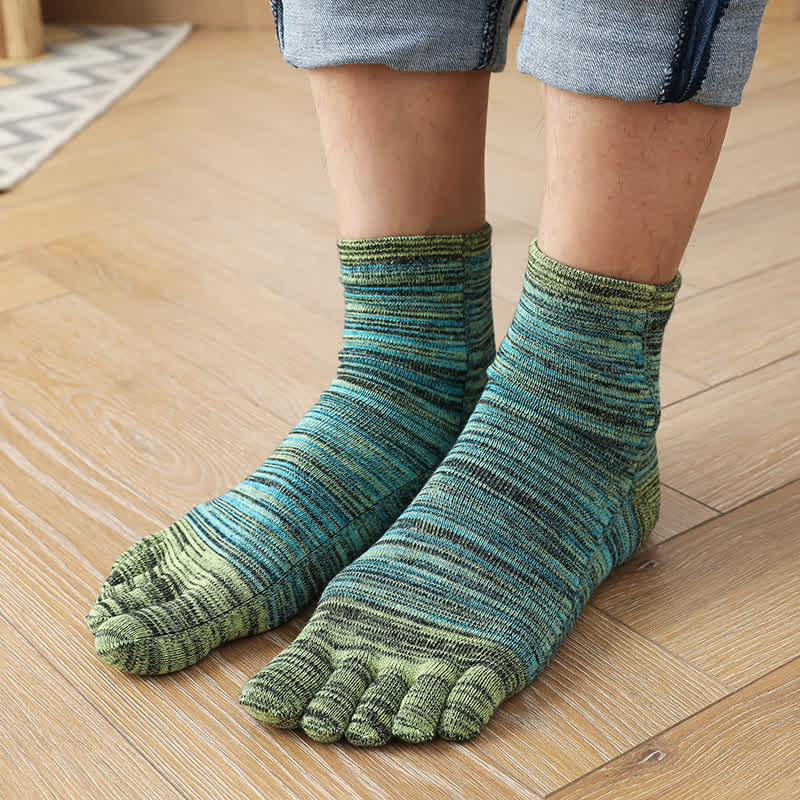Men's Vintage Ethnic Striped Five Fingers Split Crew Socks - image 1