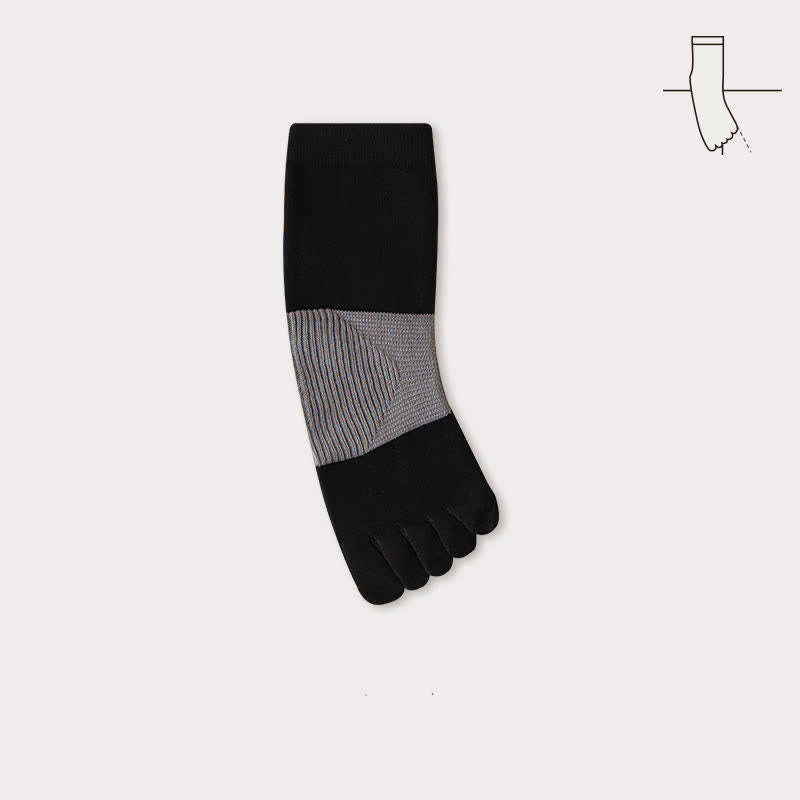 Men's Comfort Pure Cotton Split Five Toes Crew Socks - Black - 6 Pairs - One Size (US 6.5 - US 10) - image 9