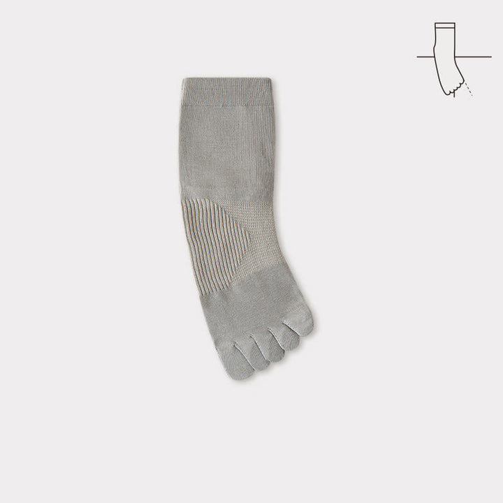 Men's Comfort Pure Cotton Split Five Toes Crew Socks - Light Gray - 6 Pairs - One Size (US 6.5 - US 10) - image 12