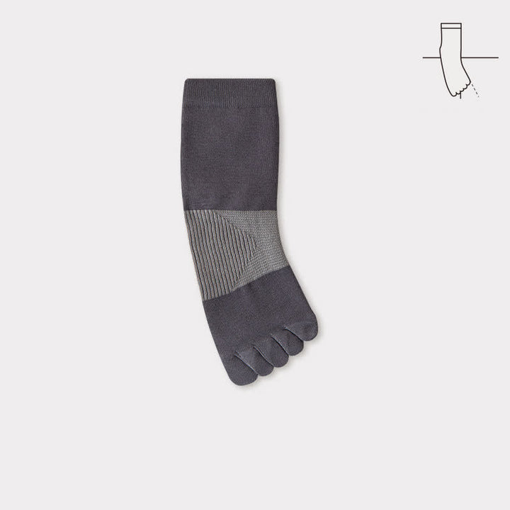 Men's Comfort Pure Cotton Split Five Toes Crew Socks - Dark Gray - 6 Pairs - One Size (US 6.5 - US 10) - image 13
