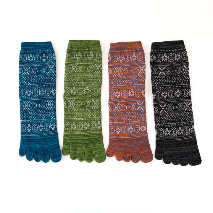 Men's Vintage Style Pattern Five Fingers Crew Socks - image 1