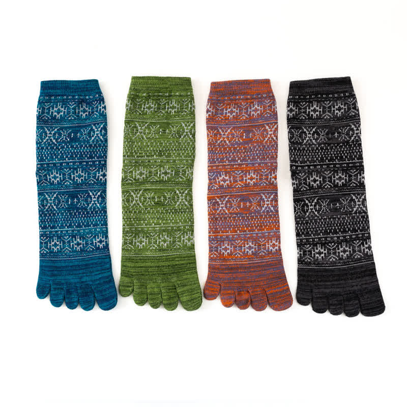 Men's Vintage Style Pattern Five Fingers Crew Socks - image 1