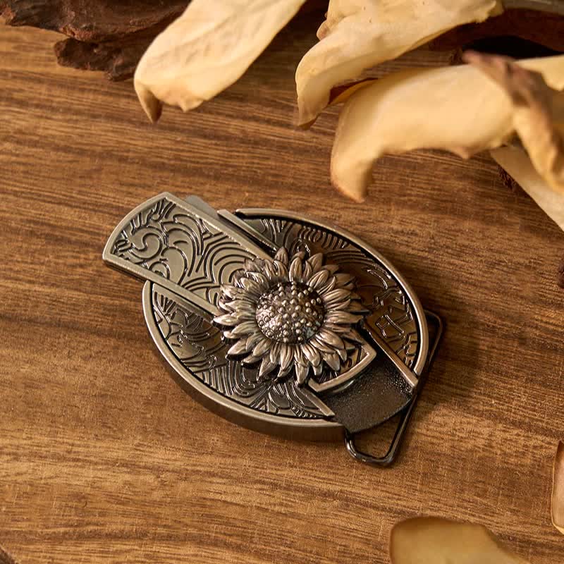 Sunflower DIY Hidden Knife Belt Buckle Bull Pendant Rose Ring Bundle Set - image 3