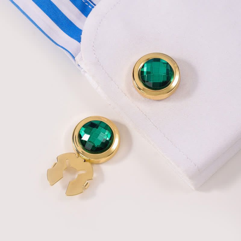 Men's 1 Pair Snap-On Shiny Crystal Button Covers Set Cufflinks - image 1