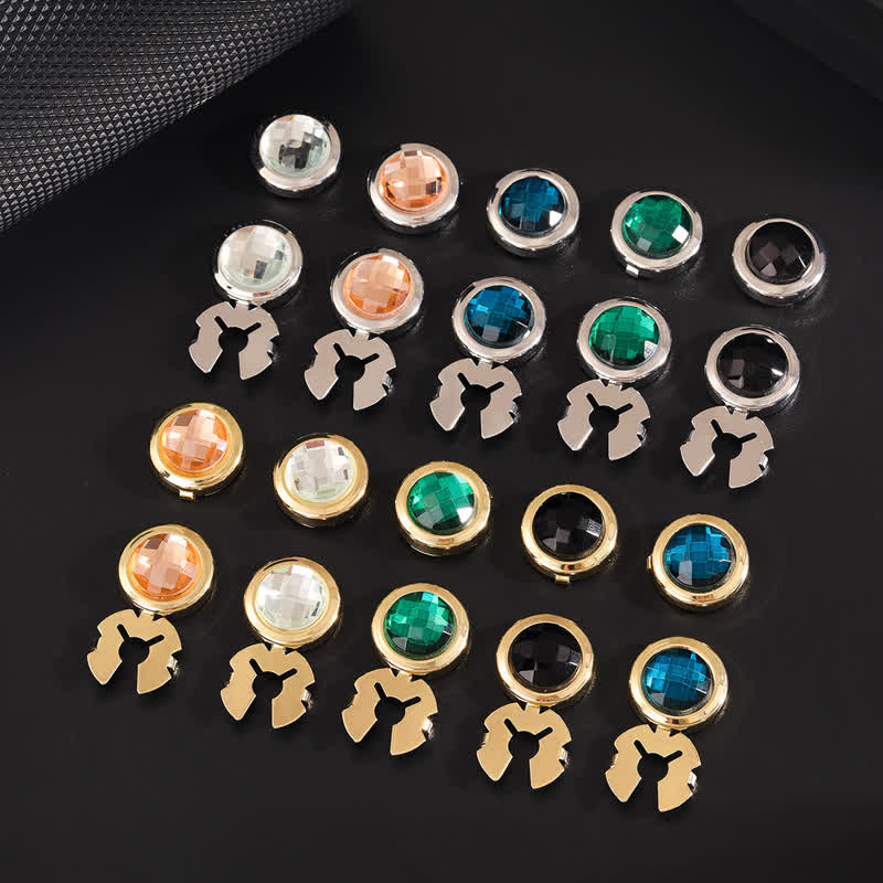 Men's 1 Pair Snap-On Shiny Crystal Button Covers Set Cufflinks - image 0