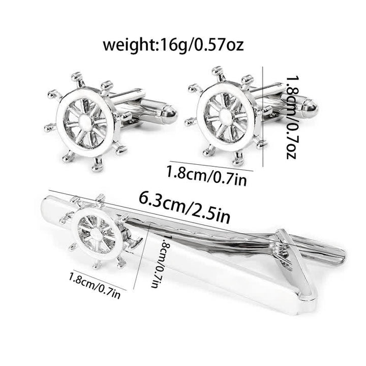 2Pcs Men's Silver Seaman Boat Anchor Tie Clip Cufflinks Set - image 4