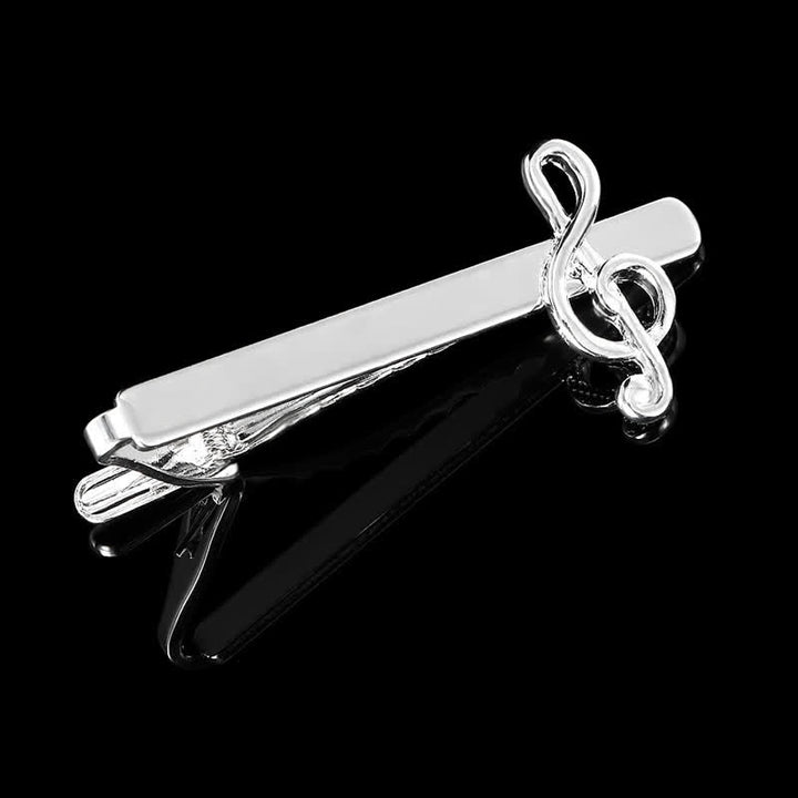 2Pcs Men's Silver Fashion Music Note Tie Clip Cufflinks Set - image 7
