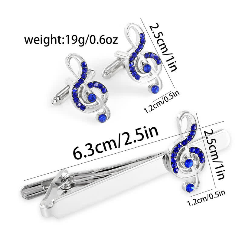 2Pcs Men's Silver Fashion Music Note Tie Clip Cufflinks Set - image 5