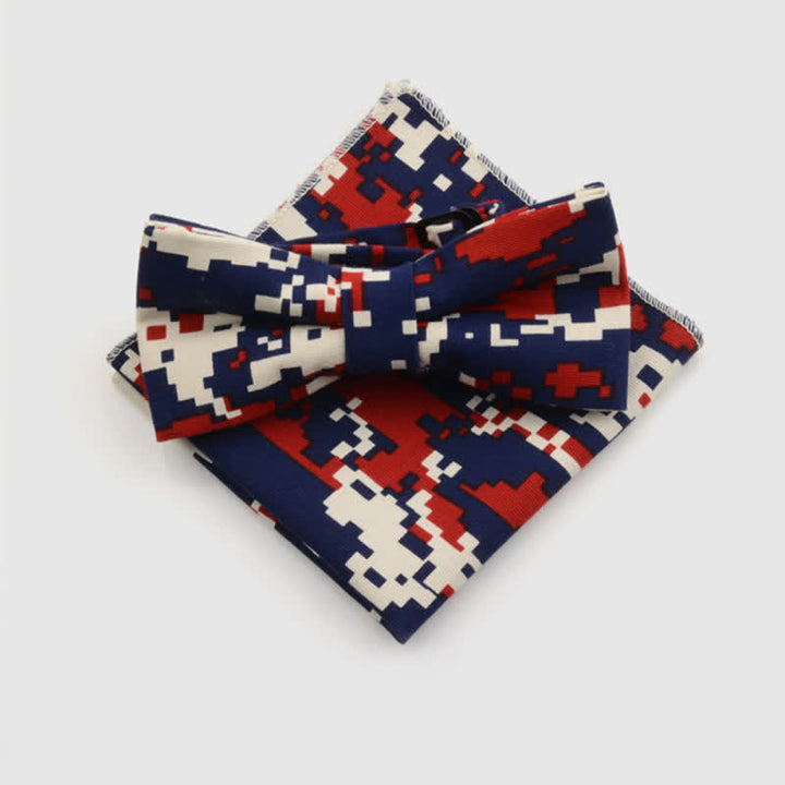 2Pcs Men's Paisley Flower Cotton Handkerchief Bow Tie Set - Style #13 - Bow Tie + Square Scarf - image 12
