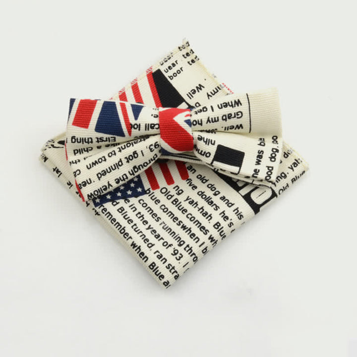 2Pcs Men's Paisley Flower Cotton Handkerchief Bow Tie Set - Style #6 - Bow Tie + Square Scarf - image 5