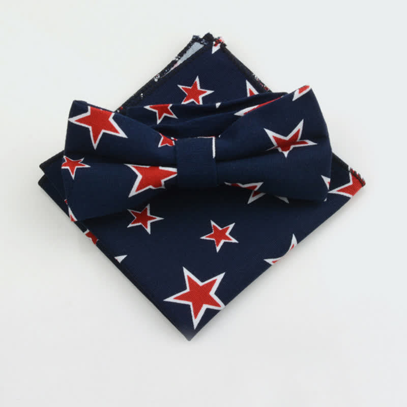 2Pcs Men's Paisley Flower Cotton Handkerchief Bow Tie Set - Style #2 - Bow Tie + Square Scarf - image 1