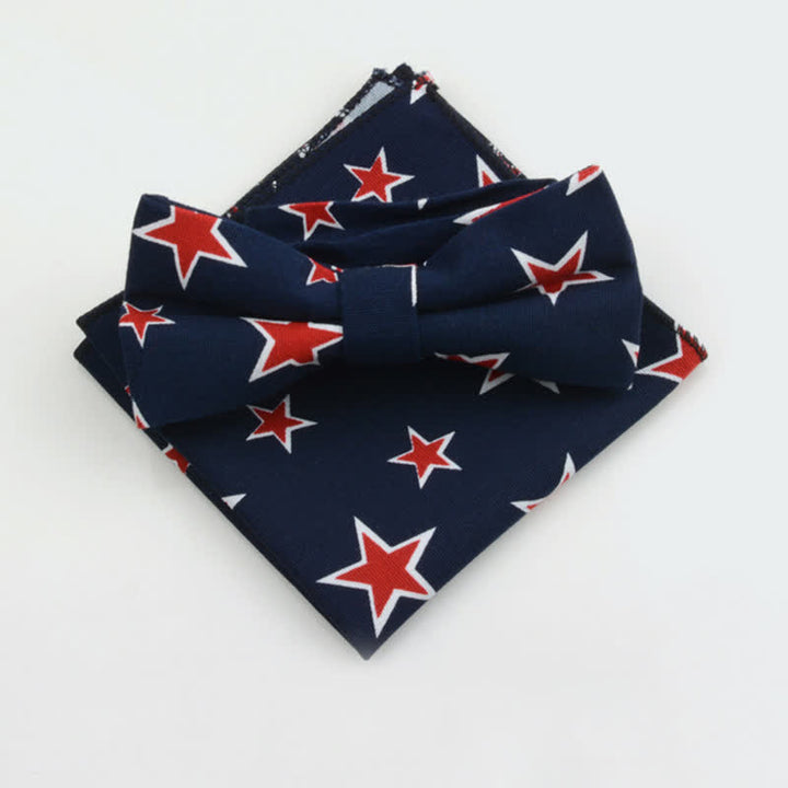 2Pcs Men's Paisley Flower Cotton Handkerchief Bow Tie Set - Style #2 - Bow Tie + Square Scarf - image 1