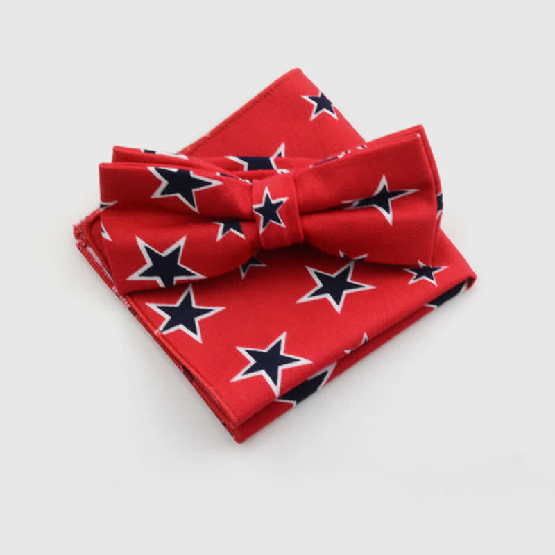 2Pcs Men's Paisley Flower Cotton Handkerchief Bow Tie Set - Style #5 - Bow Tie + Square Scarf - image 4