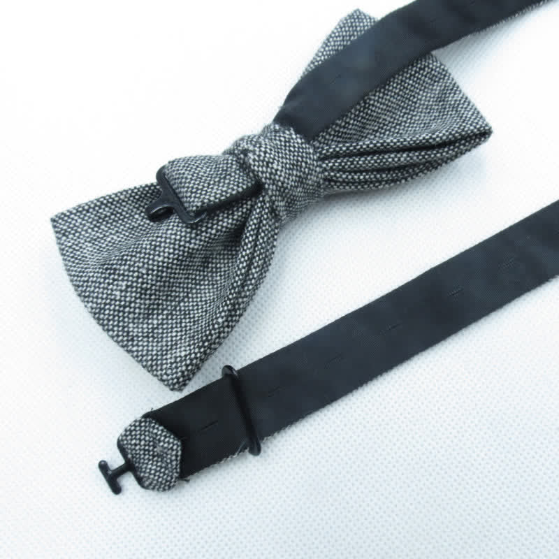 3Pcs Men's Solid Color Imitation Wool Bow Tie Necktie Set - image 7