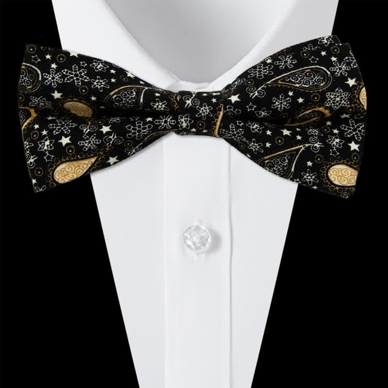 3Pcs Men's Flowers Paisley Cotton Bow Tie Necktie Set - Style #3 - Bow Tie - image 8