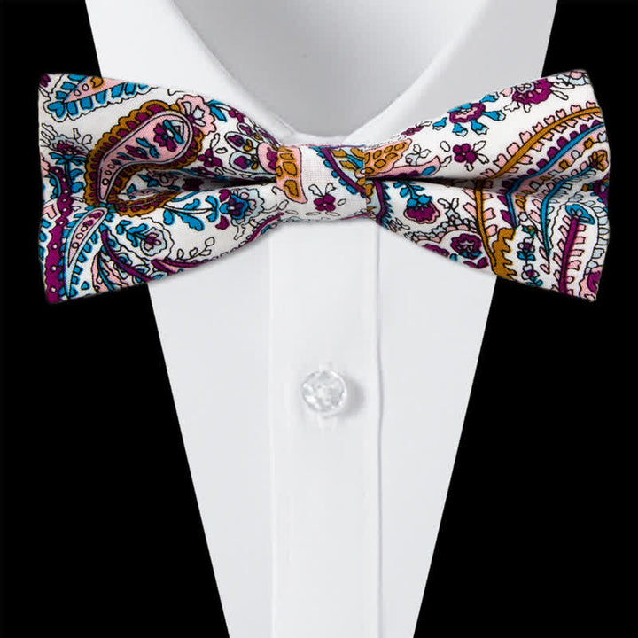 3Pcs Men's Flowers Paisley Cotton Bow Tie Necktie Set - Style #4 - Bow Tie - image 11