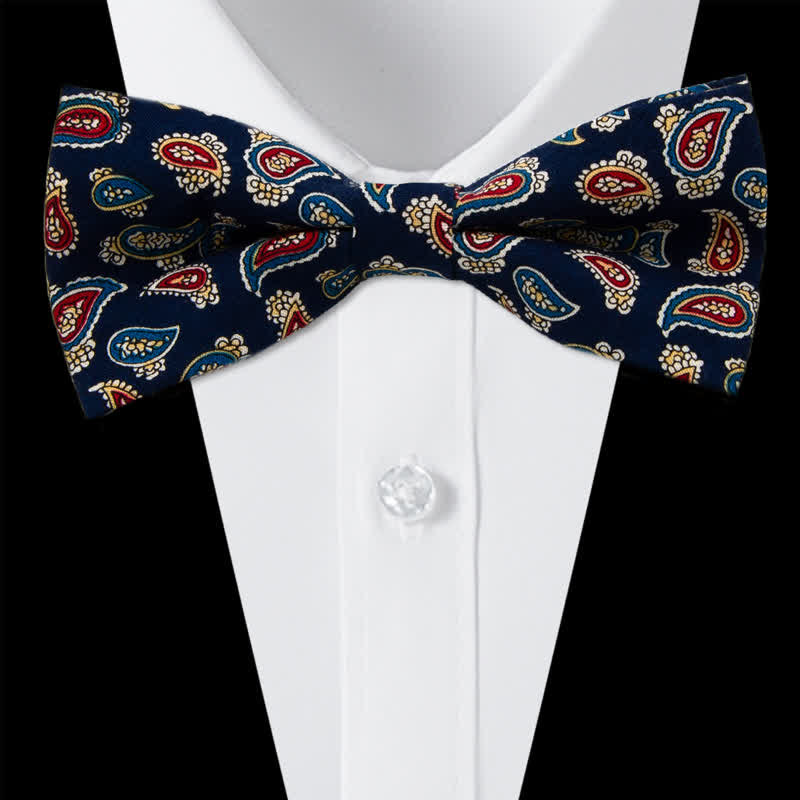3Pcs Men's Flowers Paisley Cotton Bow Tie Necktie Set - Style #2 - Bow Tie - image 5